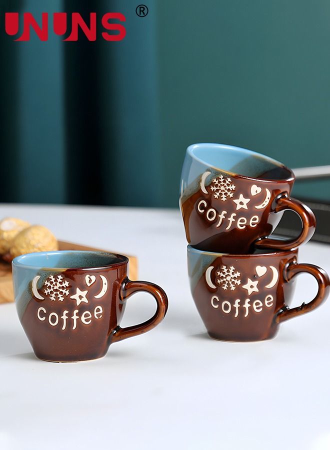 9-Piece Coffee Cup Set,Ceramic Espresso Mugs With 4 Saucers,4 Cups,1 Pot,1 Holder,Cappuccino Cups Set For Latte,Coffee,Cafe Mocha,Tea