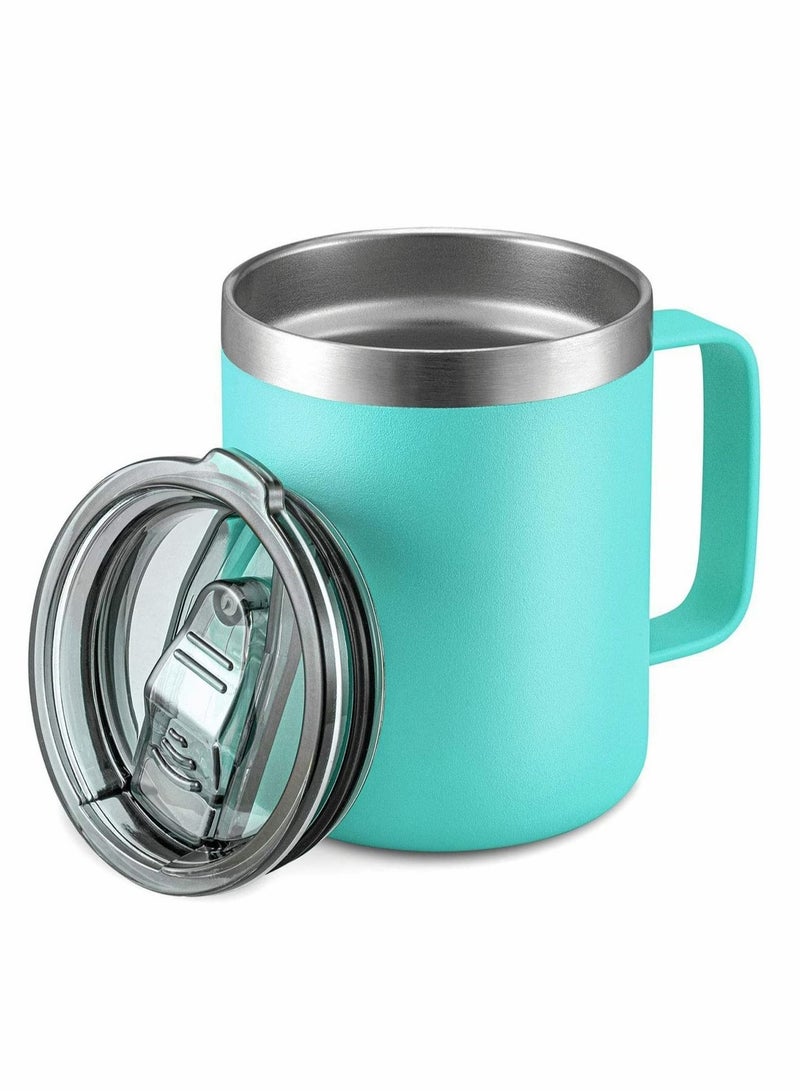 Coffee Mug, 12 Oz Stainless Steel Insulated Coffee Mug with Handle, Double Wall Vacuum Travel Mug, Tumbler Cup with Sliding Lid, for Hot and Cold Drinks Tea (Mint Green)