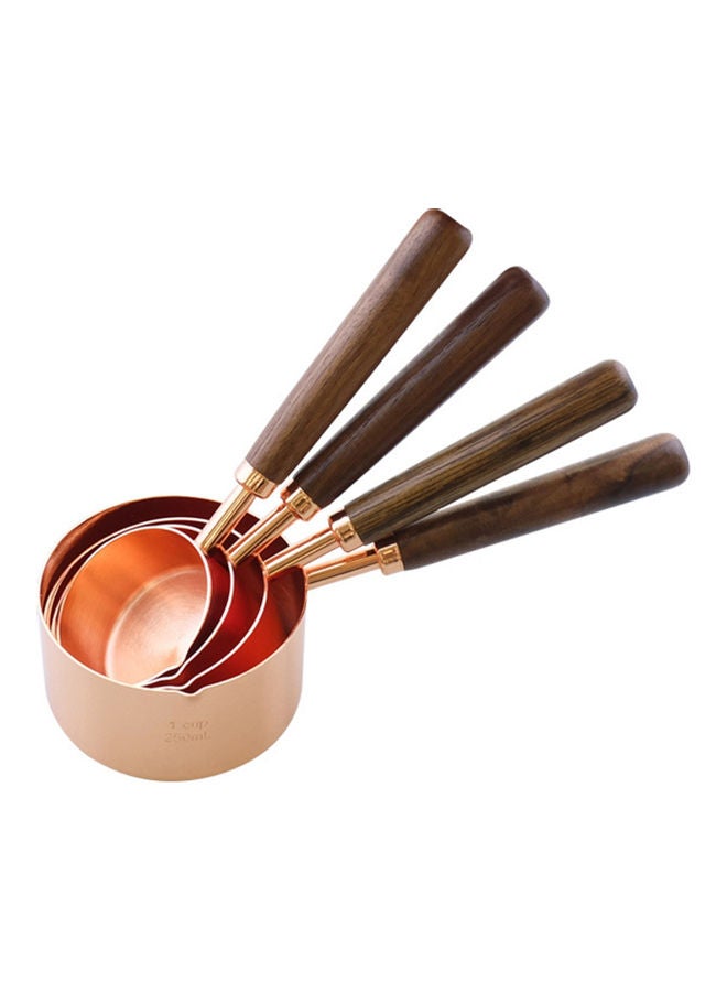 4-Piece Measuring Spoons Set Brown/Gold 7.08x2.04 Inch, 7.28x2.44 Inch, 7.68x2.87 Inch, 8.07x3.34 Inch