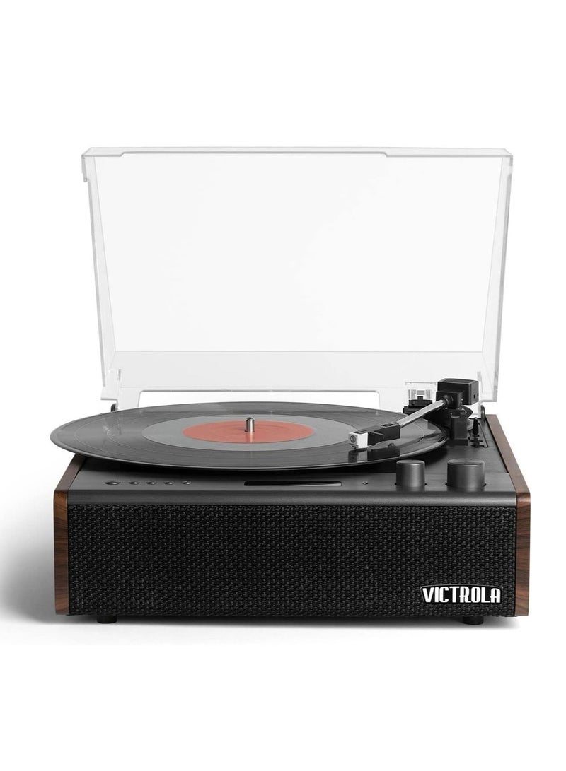 Victrola Eastwood Signature Hybrid Bluetooth Record Player 3 Speed Belt Driven Turntable with Bluetooth Speakers and Audio Technica Catridge Espresso
