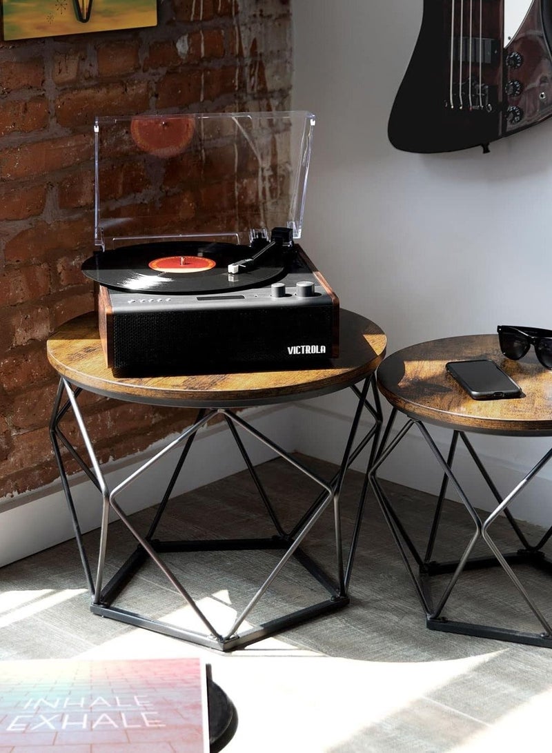 Victrola Eastwood Signature Hybrid Bluetooth Record Player 3 Speed Belt Driven Turntable with Bluetooth Speakers and Audio Technica Catridge Espresso