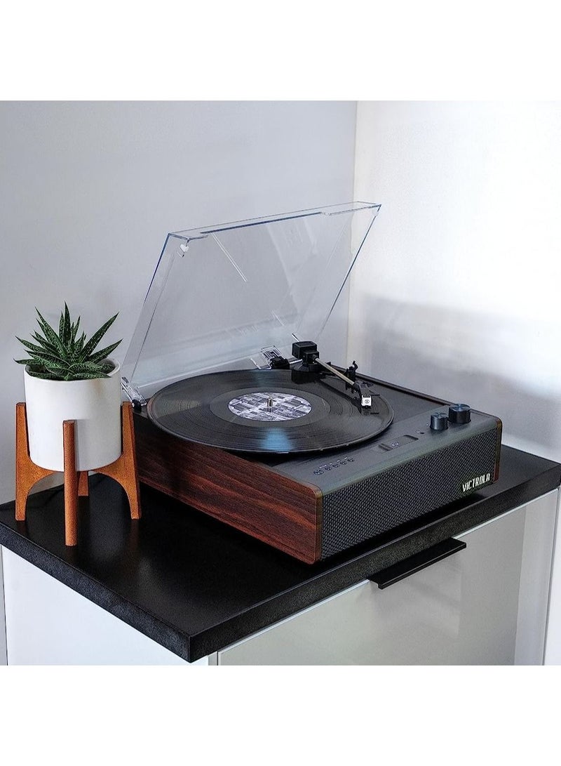 Victrola Eastwood Signature Hybrid Bluetooth Record Player 3 Speed Belt Driven Turntable with Bluetooth Speakers and Audio Technica Catridge Espresso