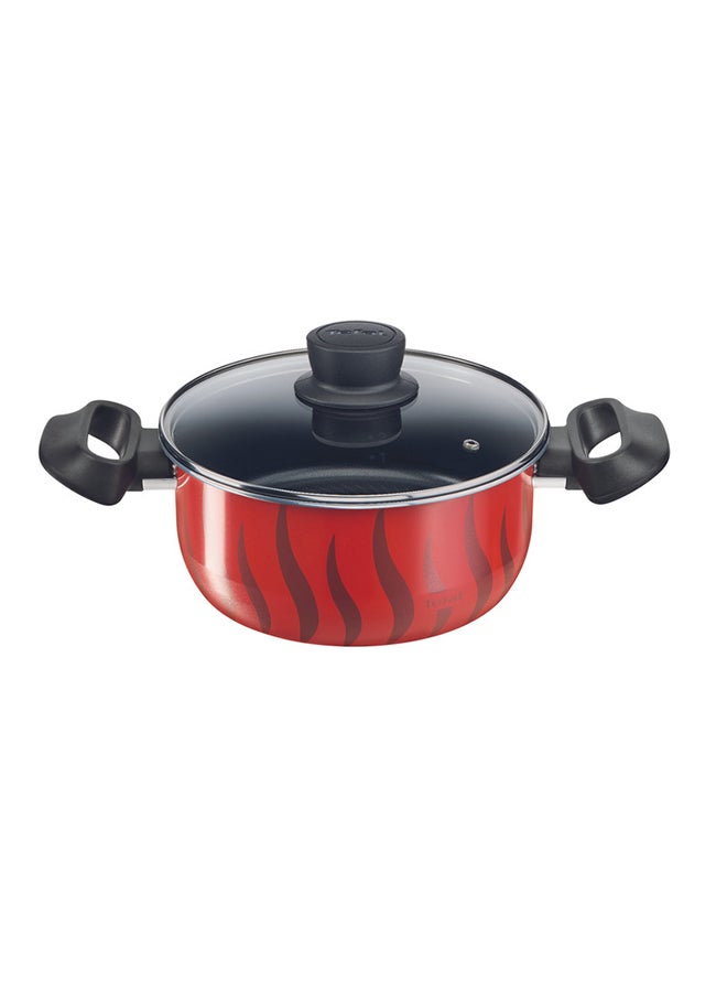 Tempo Flame 8Pcs Cooking Pots And Pans Set, Aluminum Non-Stick Red/Black