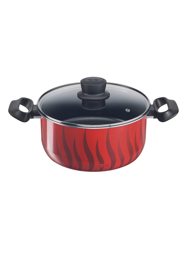 Tempo Flame 8Pcs Cooking Pots And Pans Set, Aluminum Non-Stick Red/Black