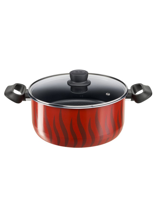 Tempo Flame 8Pcs Cooking Pots And Pans Set, Aluminum Non-Stick Red/Black