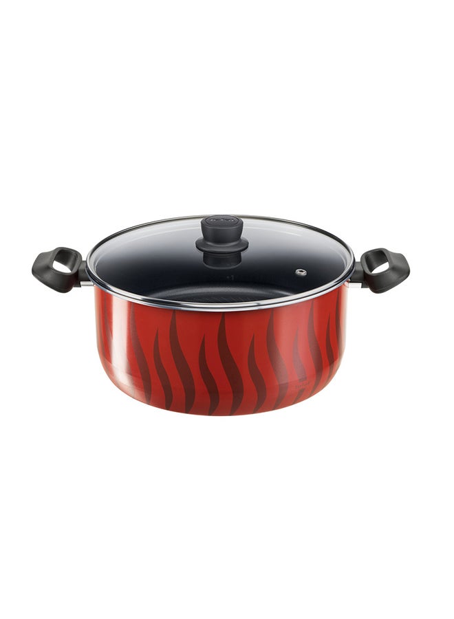 Tempo Flame 8Pcs Cooking Pots And Pans Set, Aluminum Non-Stick Red/Black