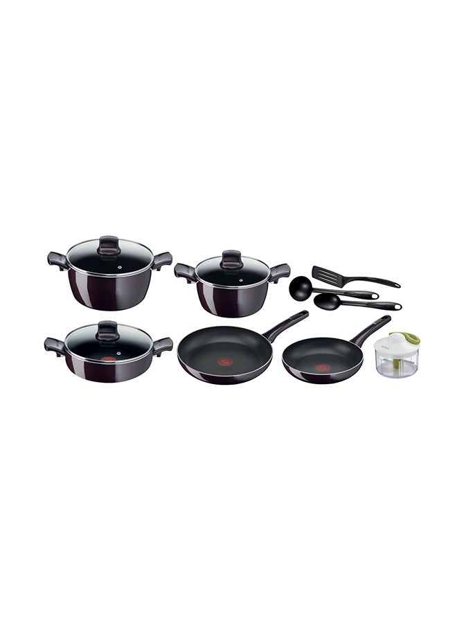 TEFAL Cookware Set | G6 Resist Intense 12 Pcs Cooking Set | Non-Stick |Burgundy | Aluminium | 2 Years Warranty | D5229383 Burgundy 26cm