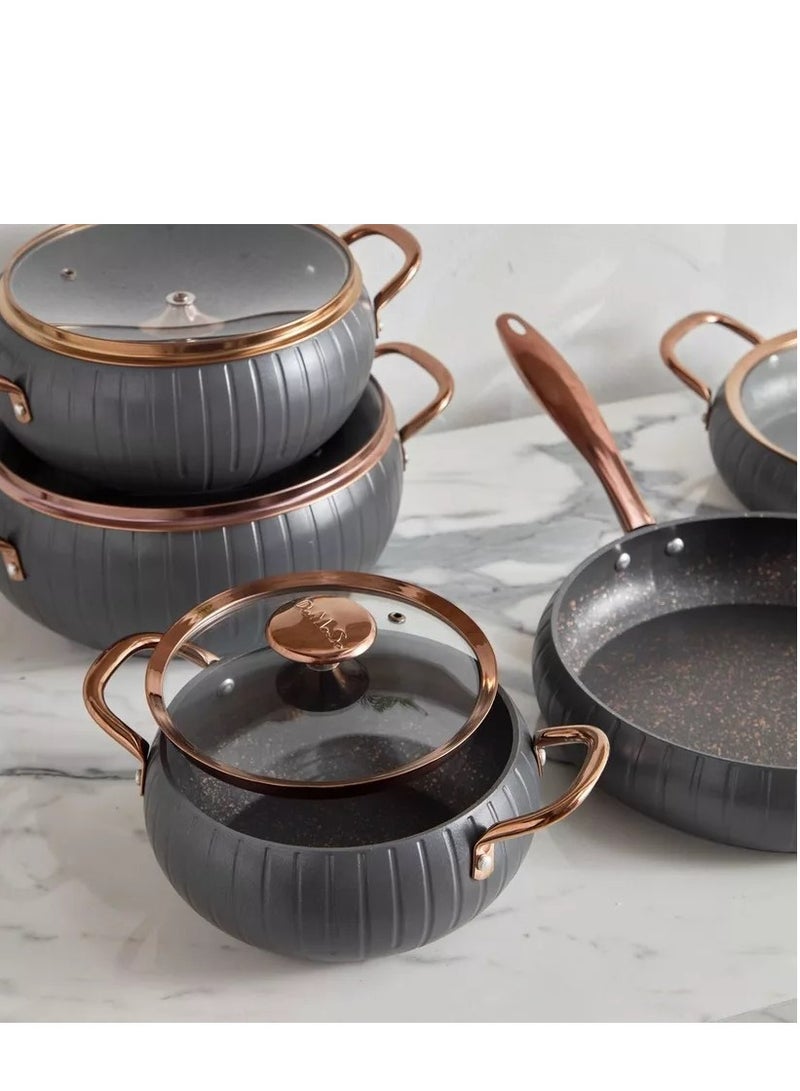 9Pcs Meridian Granite Cookware Set - Anthracite Color - Made in Turkey