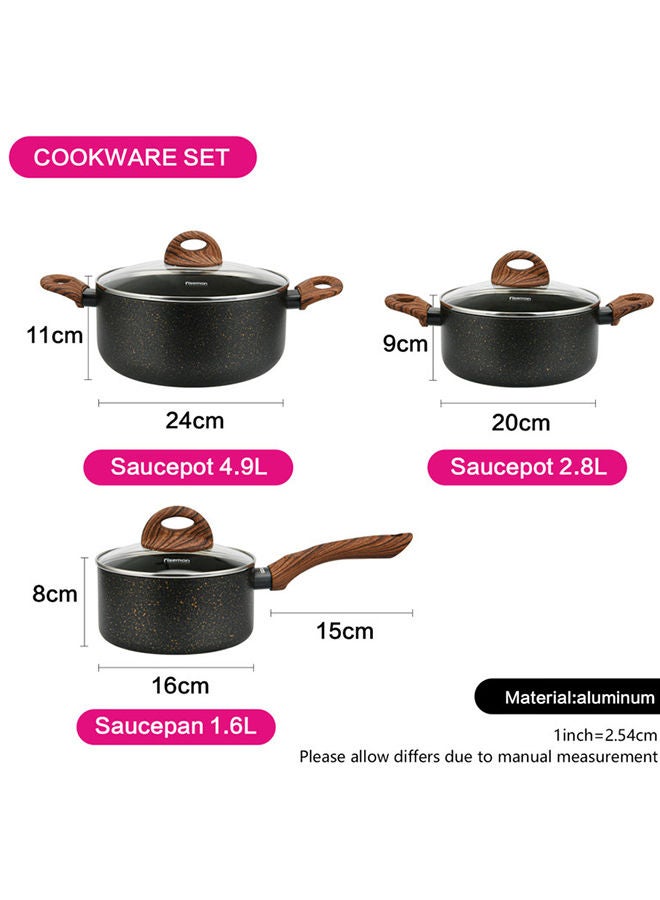 Cookware Set Black Cosmic 6 Pcs (Aluminium With Non-Stick Coating)