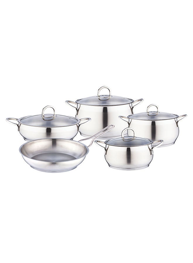 Set Of 9 Pcs With Lid Rumba Stainless Steel Silver Color