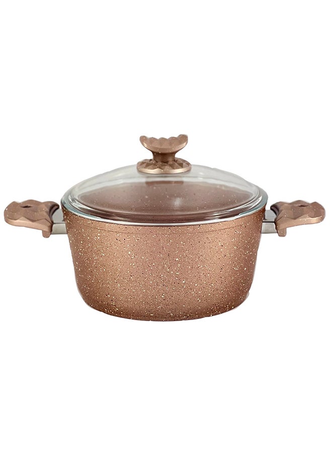 9-Pieces Galaxy Granitec Big Size Cookware Set Non-Stick Surface Bakelite Handles And Knobs -PFOA Free Includes 3xDeep Pot With Tempered Glass Lid 20cm + 24cm + 30cm , 1xLow Pot With Tempered Glass Lid 28x7 cm, 1xFry Pan 28x5.5cm Rose Gold 20 + 24 + 30 cm Deep Pot / 28 cm low pot / 28 cm frypancm
