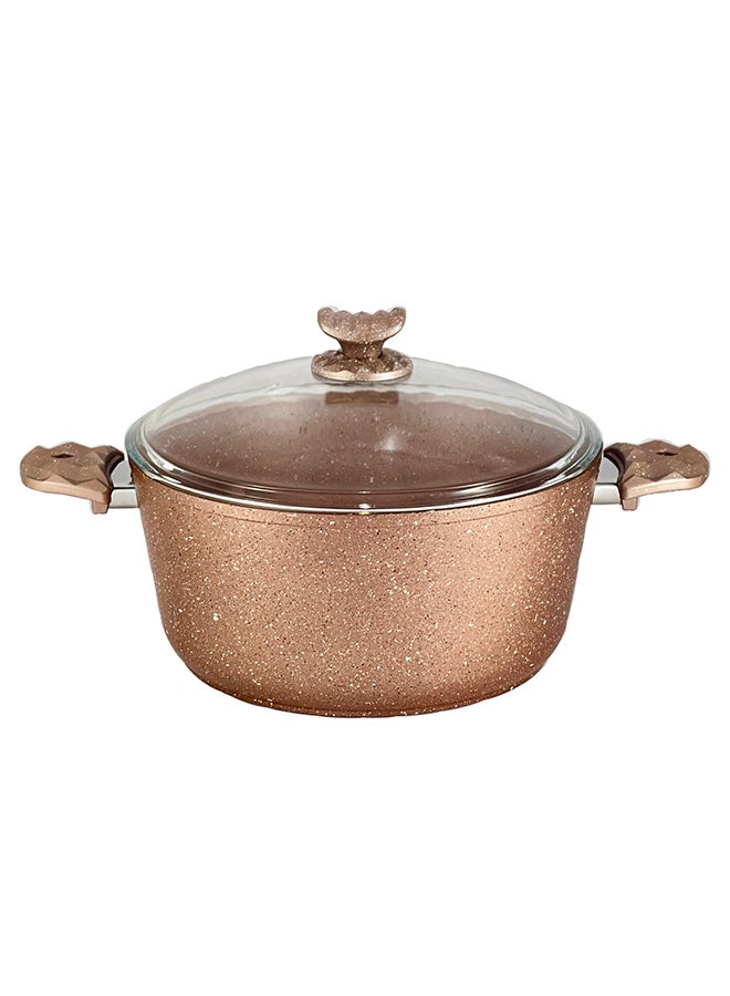 9-Pieces Galaxy Granitec Big Size Cookware Set Non-Stick Surface Bakelite Handles And Knobs -PFOA Free Includes 3xDeep Pot With Tempered Glass Lid 20cm + 24cm + 30cm , 1xLow Pot With Tempered Glass Lid 28x7 cm, 1xFry Pan 28x5.5cm Rose Gold 20 + 24 + 30 cm Deep Pot / 28 cm low pot / 28 cm frypancm