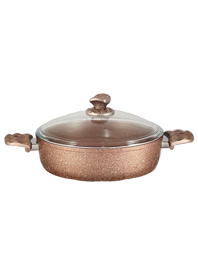 9-Pieces Galaxy Granitec Big Size Cookware Set Non-Stick Surface Bakelite Handles And Knobs -PFOA Free Includes 3xDeep Pot With Tempered Glass Lid 20cm + 24cm + 30cm , 1xLow Pot With Tempered Glass Lid 28x7 cm, 1xFry Pan 28x5.5cm Rose Gold 20 + 24 + 30 cm Deep Pot / 28 cm low pot / 28 cm frypancm