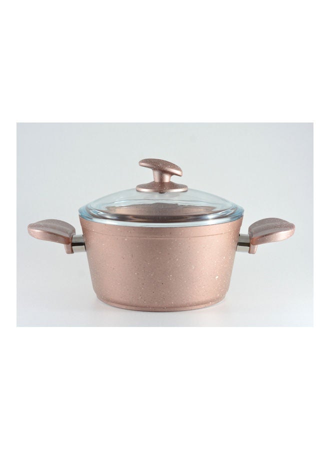 9-Pieces Galaxy Granitec Big Size Cookware Set Non-Stick Surface Bakelite Handles And Knobs -PFOA Free Includes 3xDeep Pot With Tempered Glass Lid 20cm + 24cm + 30cm , 1xLow Pot With Tempered Glass Lid 28x7 cm, 1xFry Pan 28x5.5cm Rose Gold 20 + 24 + 30 cm Deep Pot / 28 cm low pot / 28 cm frypancm