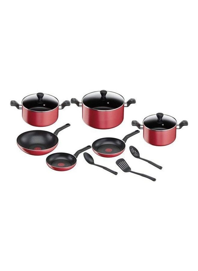 12-Piece Non-Stick Cookware Set Red/Black 28cm