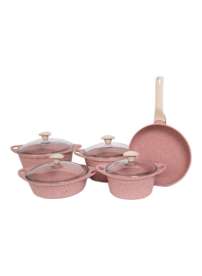 9-Piece Non-Stick Cookware Set Pink