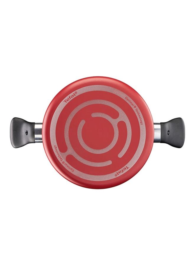 Super Cook 12 Pc Set| Frypans 22/24Cm, Wokpan28 Cm, Stewpots 22/24/28Cm+Lids, Spoon, Slotted Spoon, Slotted Spatula | Non-Stick | Thermo-Signal | Red | B460Sc84 Red 24cm