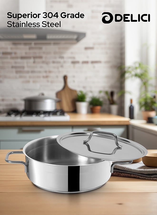 9-Piece Non Stick Stainless Steel Cookware Set (DSK 9W), Oven Safe, Dishwasher Safe, 304 Grade, Includes Lids, 24cm Deep Sauce Pan, 24cm Sauce Pan, 20cm Sauce Pan, 16cm Sauce Pan Silver