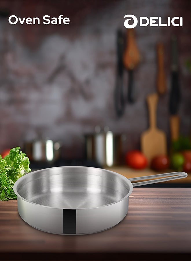 9-Piece Non Stick Stainless Steel Cookware Set (DSK 9W), Oven Safe, Dishwasher Safe, 304 Grade, Includes Lids, 24cm Deep Sauce Pan, 24cm Sauce Pan, 20cm Sauce Pan, 16cm Sauce Pan Silver