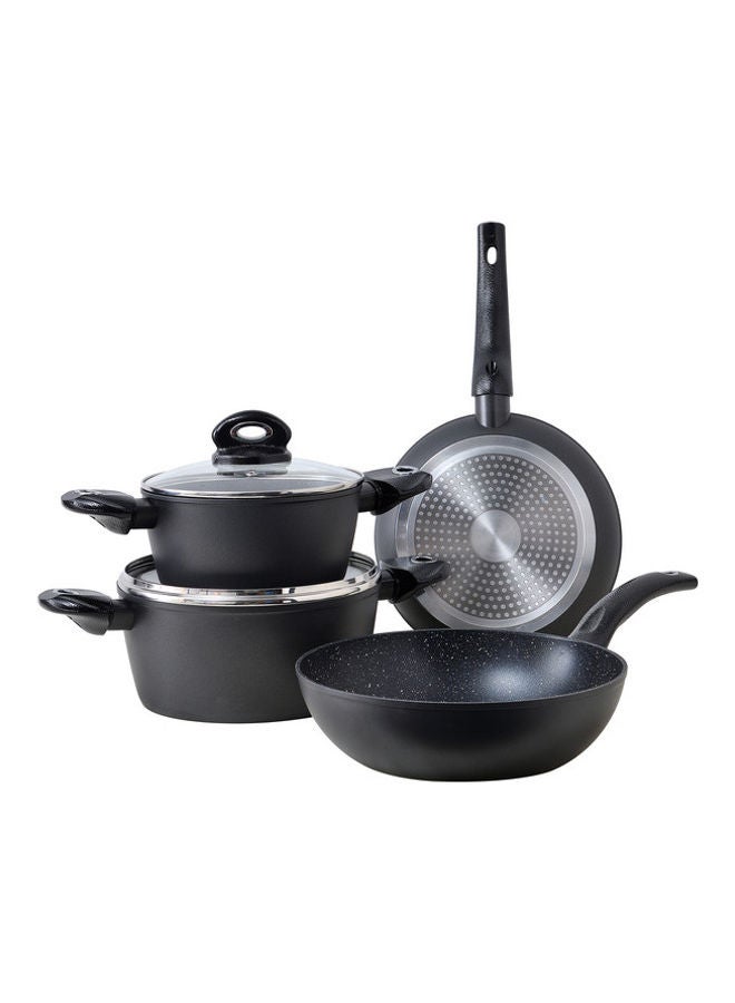 6-Piece Orion Forged Aluminium Induction Bottom Non-Stick Cookware Set Black