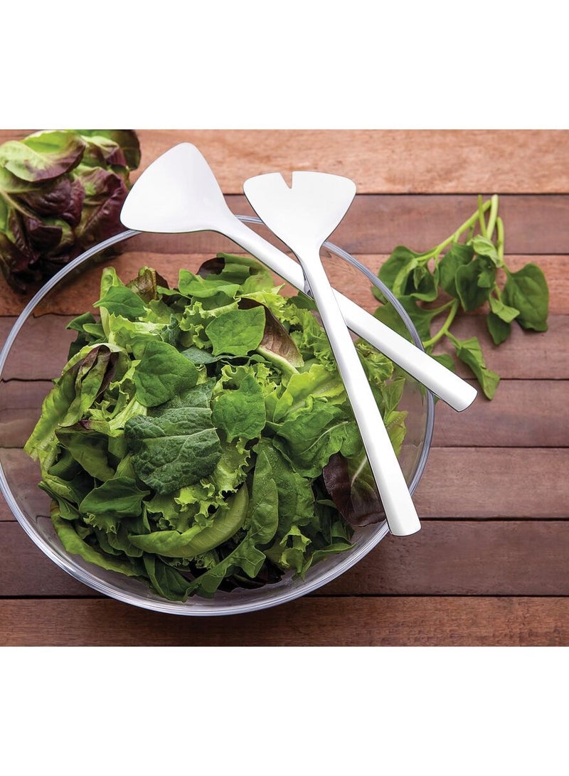 Since 1911,Made in Brazil- Lapidar 25cm 2.9L Crystal Salad Set with Stainless Steel Salad Servers