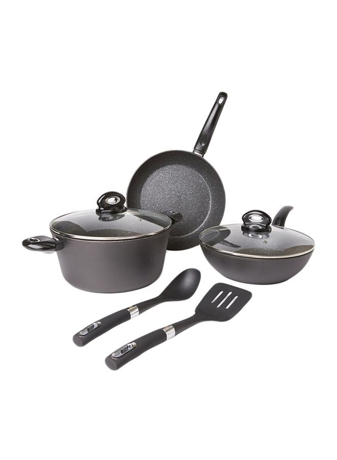 7-Piece Orion Forged Aluminium Induction Bottom Non-Stick Cookware Set Black