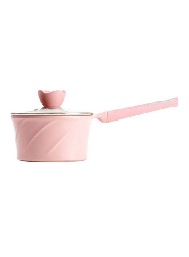 Non-Stick Frying And Stew Pan Set Pink Pink/Beige/Clear Stew Pan (38.1x18x13.9), Frying Pan (36.1x19x7.2)cm