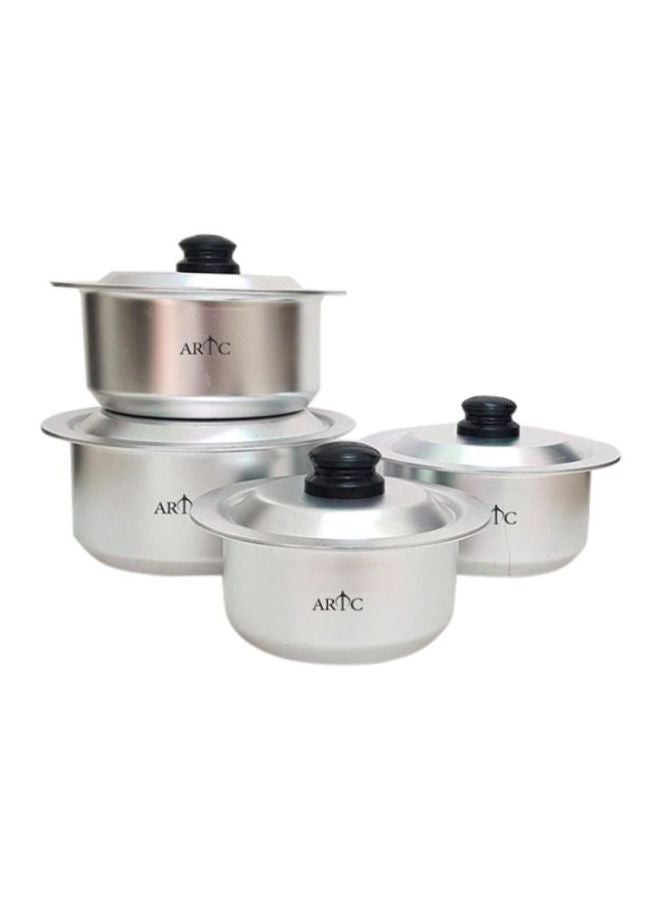 4-Piece Cooking Pot Set Silver/Black