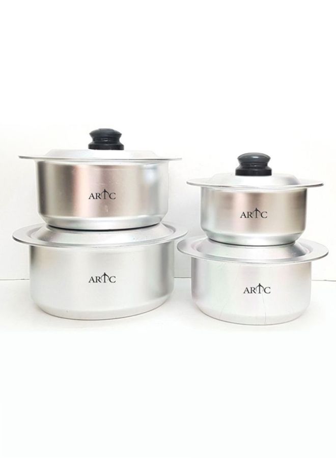 4-Piece Cooking Pot Set Silver/Black