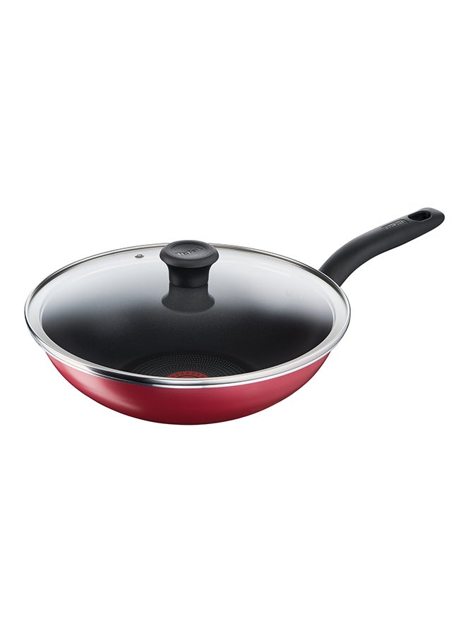 TEFAL Cookware Set of 9 PCs |Super Cook| Frypan 24 cm/Wokpan 28 cm/Stewpots 22/24 cm+lids/Spoon/Slotted Spoon/Slotted Spatula| Aluminium Non-Stick with Thermo Signal| Red | 2 Years Warranty B460S984 Red 22,24,28,24,28cm