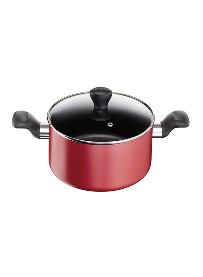 TEFAL Cookware Set of 9 PCs |Super Cook| Frypan 24 cm/Wokpan 28 cm/Stewpots 22/24 cm+lids/Spoon/Slotted Spoon/Slotted Spatula| Aluminium Non-Stick with Thermo Signal| Red | 2 Years Warranty B460S984 Red 22,24,28,24,28cm