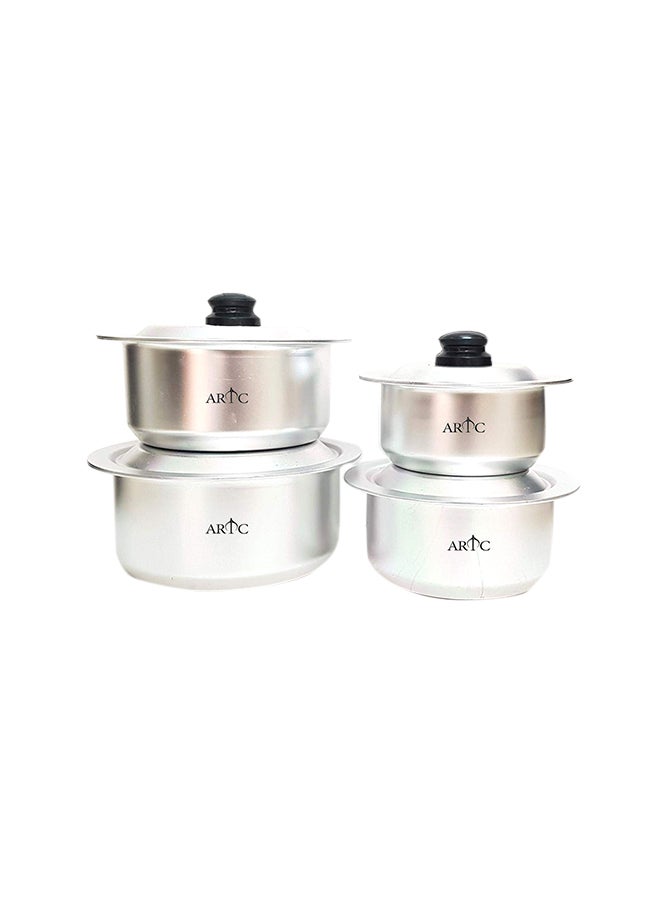 4-Piece Anodized Aluminium Cooking Set Silver 5kg