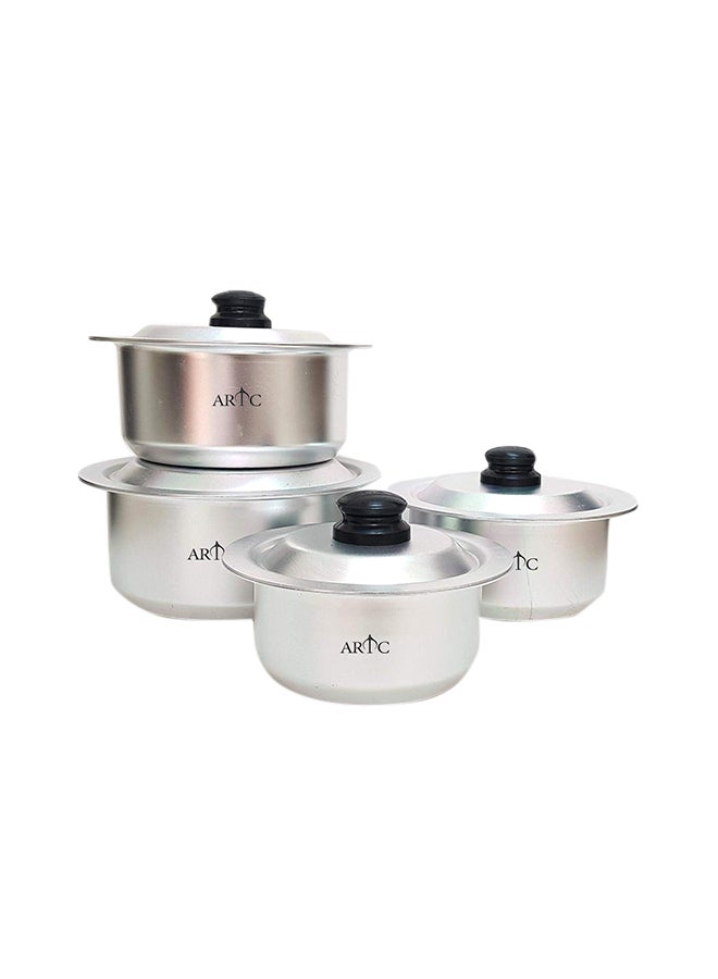 4-Piece Anodized Aluminium Cooking Set Silver 5kg