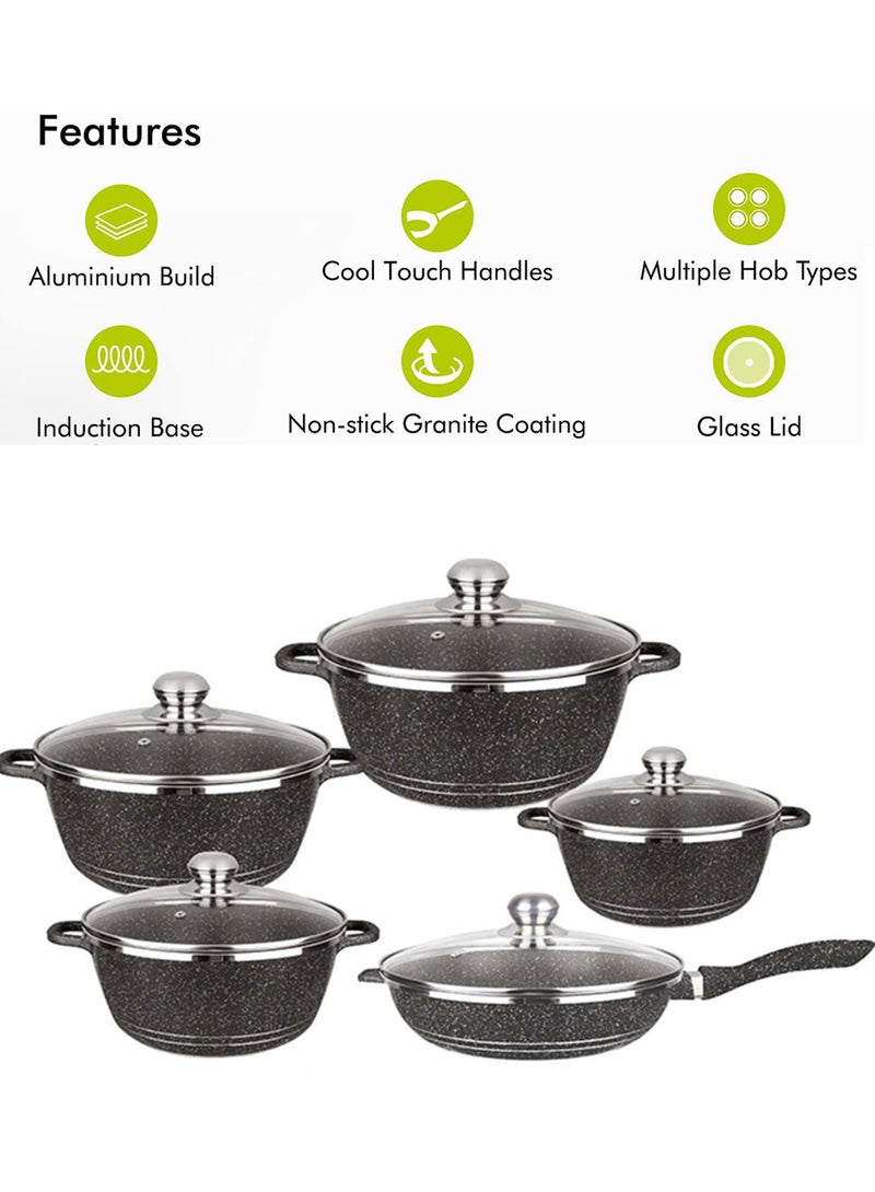 10-Piece Non-Stick Cookware Set Cooking Set Suitable For Induction And Gas Stoves