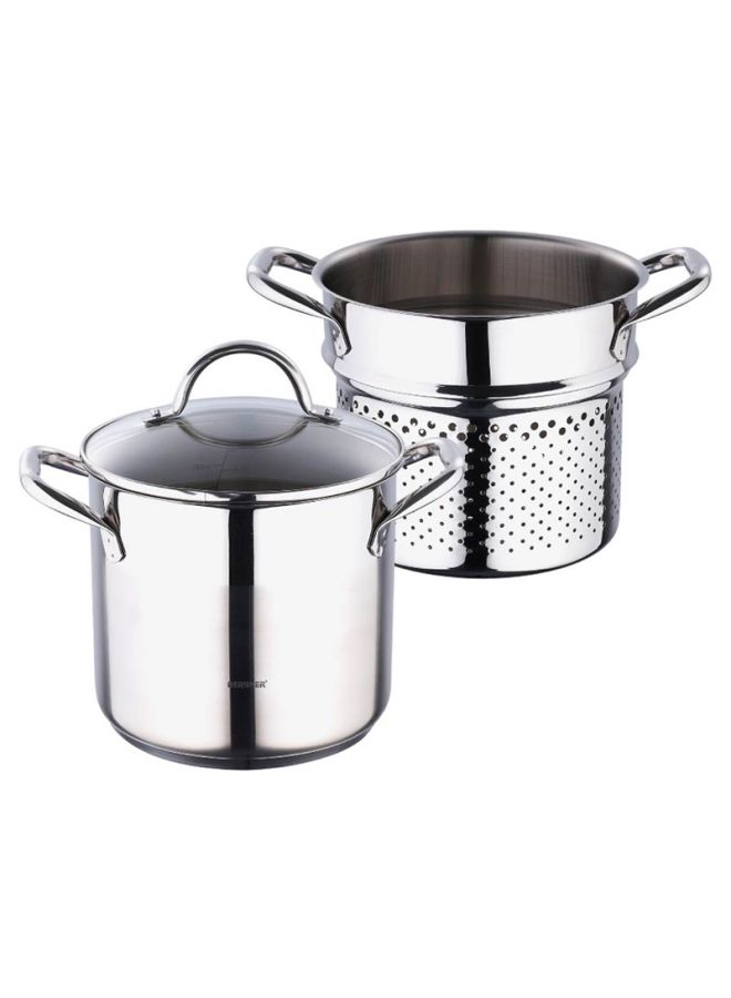 3-Piece Spaghetti Put Set With Lid Shiny 20cm