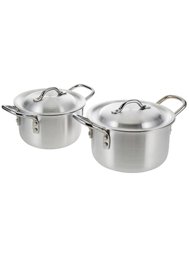 ARTC 10 Pieces Aluminum Cooking Pot Cookware Set With Handles Silver 20cm 22cm 24cm 26cm 28cm