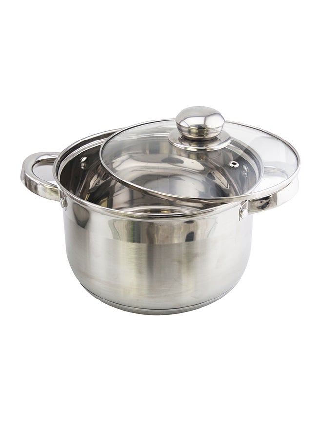 12-Piece Stainless Steel Durable Material Induction Compatible Base Cookware Set Includes 1xCasserole(22x11 cm),1xCasserole(24x12.5 cm),1xCasserole(26x12.8 cm),1xCasserole(18x9.5 cm) 1xSaucepan(33x8 cm),1xFry Pan(24x6 cm),6xLid Silver