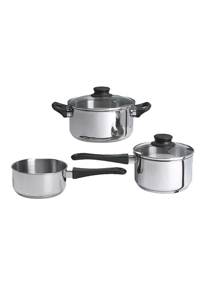 5-Piece Stainless Steel Cookware Set Silver/Black
