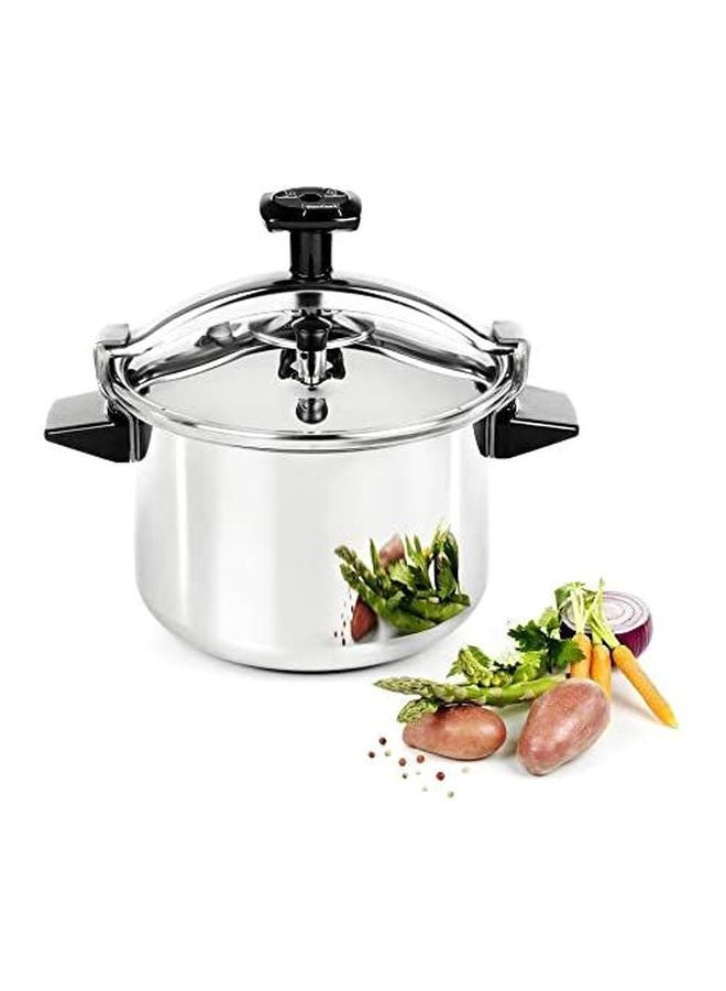 Stainless Steel Pressure Cooker Silver/Black 6.0Liters