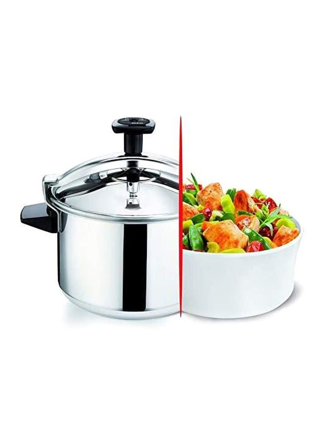 Stainless Steel Pressure Cooker Silver/Black 6.0Liters