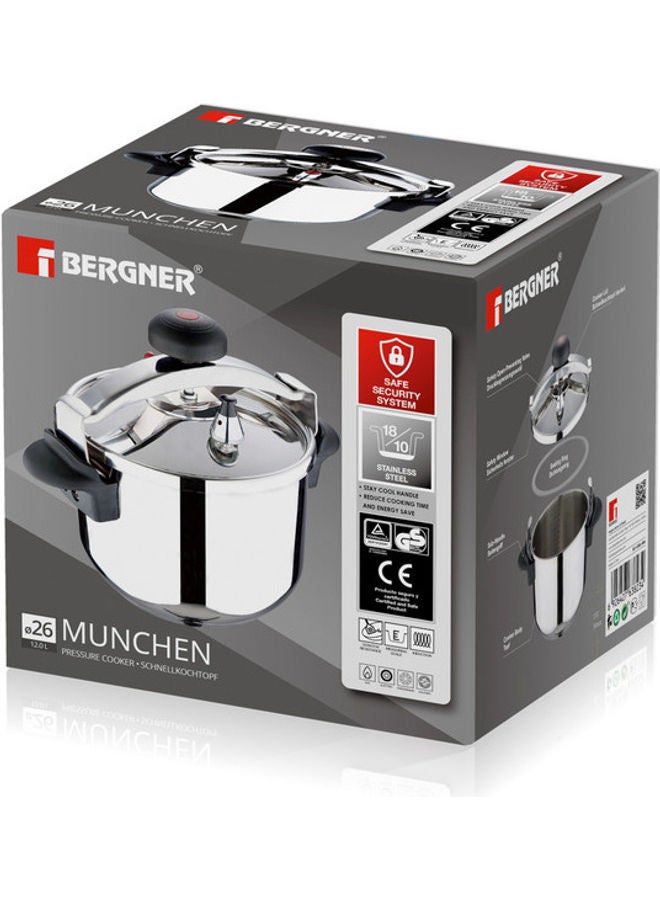 Munchen Stainless Steel Pressure Cooker Induction Bottom & Clipon Lid Stainless Steel 26cm