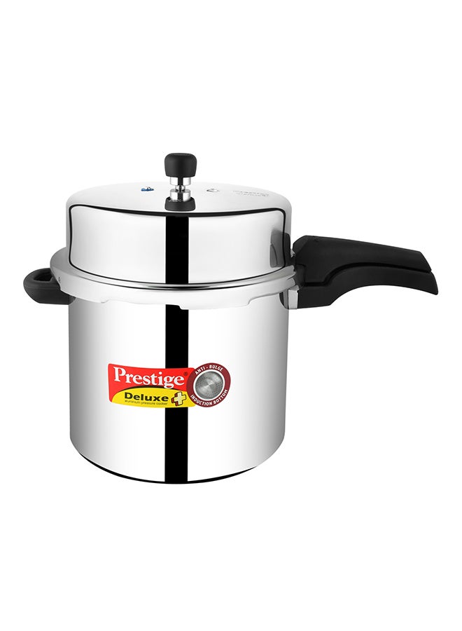 Deluxe Plus Aluminium Pressure Cooker with Lid | Exclusive Pressure Indicator|Induction Compatible Silver Silver 12Liters