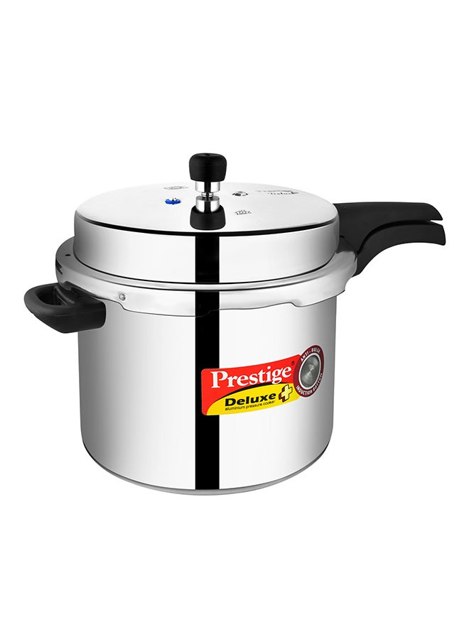 Aluminum Deluxe Plus Gas And Induction Compatible Pressure Cooker With Lid Silver 10Liters