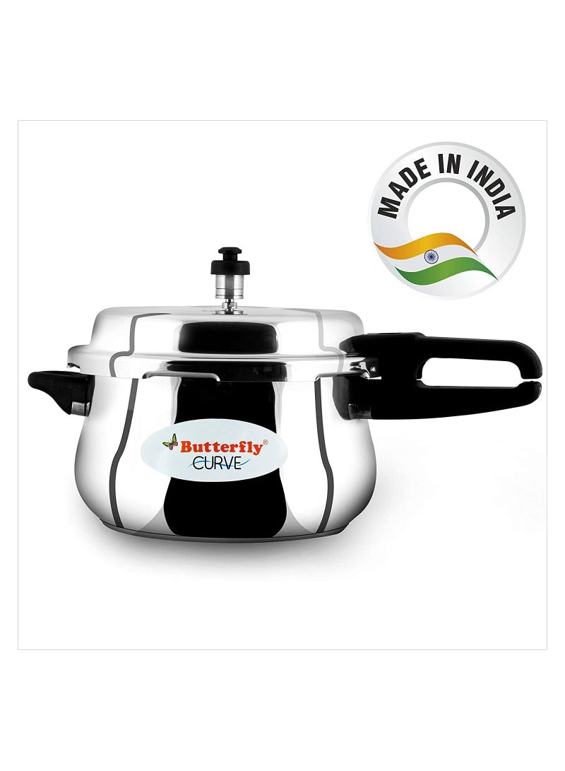 Butterfly Stainless Steel 5.5-Liter Curve Pressure Cooker, Large, Silver