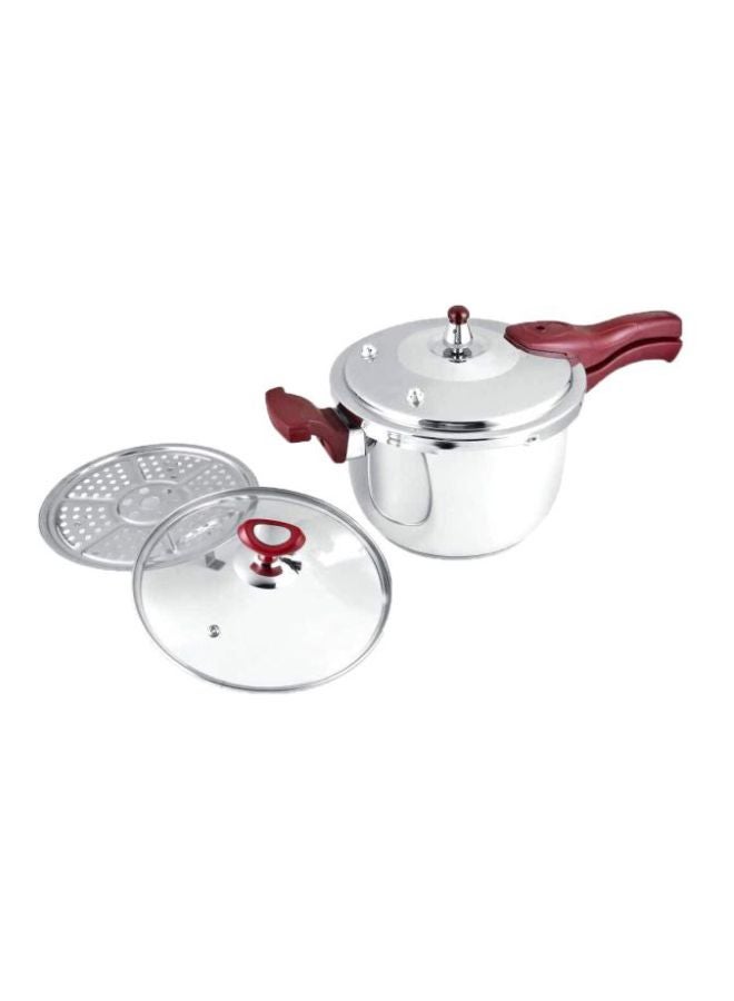 Stainless Steel Pressure Cooker Silver 6Liters