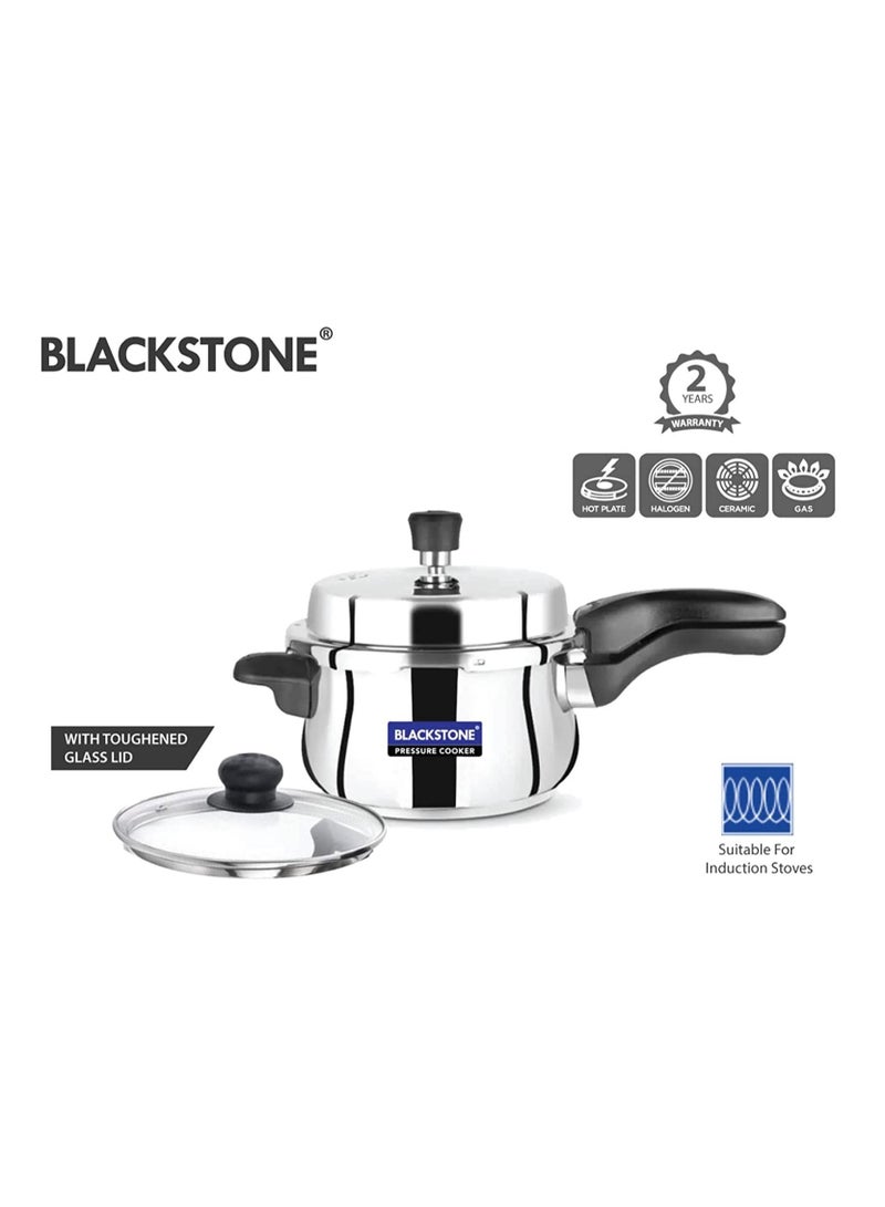 Pressure Cooker Stainless Steel Cooker with Toughened Glass Lid Comfortable Handle BSPC6722 5.5L