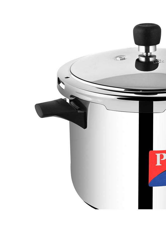 Popular Stainless Steel Pressure Cooker with 4.5 mm Thick Alpha Base and Induction Compatible and with sturdy handles Silver 5Liters