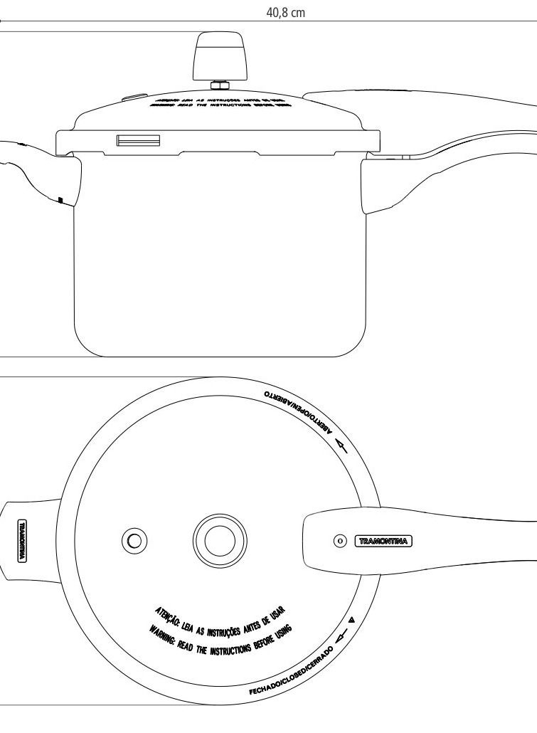 20cm Since 1911 Made in Brazil - Vancouver 20cm 4.5L Graphite Aluminum Pressure Cooker with Interior and Exterior Starflon Max PFOA Free Nonstick Coating Black Black Black