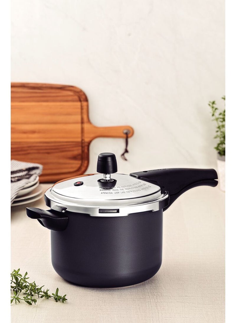 20cm Since 1911 Made in Brazil - Vancouver 20cm 4.5L Graphite Aluminum Pressure Cooker with Interior and Exterior Starflon Max PFOA Free Nonstick Coating Black Black Black