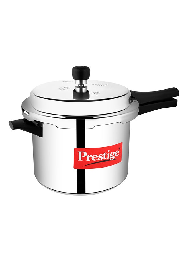 Popular Aluminium Pressure Cooker with Thick Alpha Base and Sturdy Handles Silver 5Liters